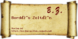 Bordás Zoltán névjegykártya